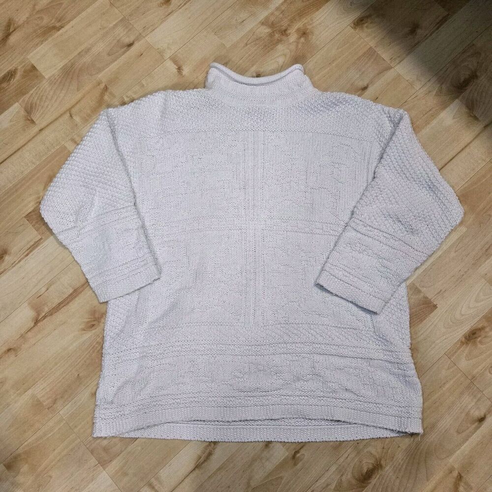 Vintage 80s Sweater‎ Womens Med Cream Chunky Textured Knit Hiking USA Made Boho